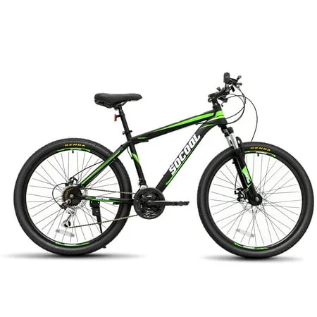 Mountain Bike Shimano 21 Speeds Drivetrain Stainless Steel Frame 26 Inch Wheels  with Disc-Brake 72 Spokes (36 Spokes each tire) for Men Women Men s MTB Bicycle  Black&White&Green Stripes