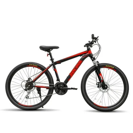 Mountain Bike with Lock-Out Suspension Fork 21-Speed Shimano Drivetrain 26 inch with 72 Spokes Wheels Updated Dual Disc Brake MTB Bicycle for Men Women Adult Youth Black&Red