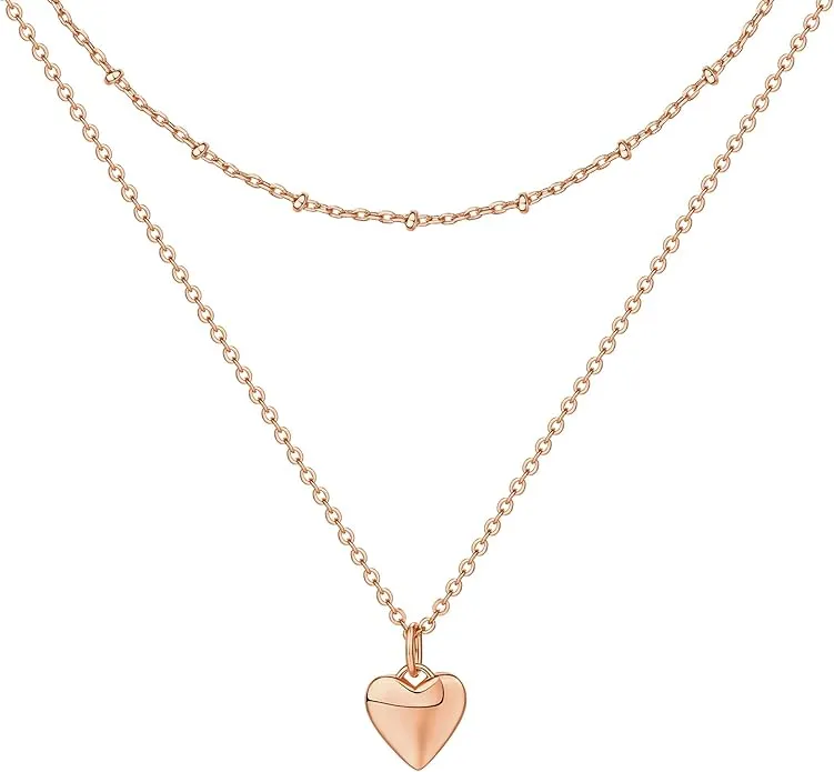 Heart Gold Pendant Necklace for Women by PAVOI