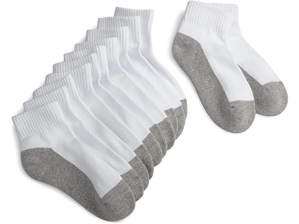 Jefferies Socks Big Boys' Seamless-Toe Quarter Athletic Socks (Pack of 6) (White/Grey) Sock