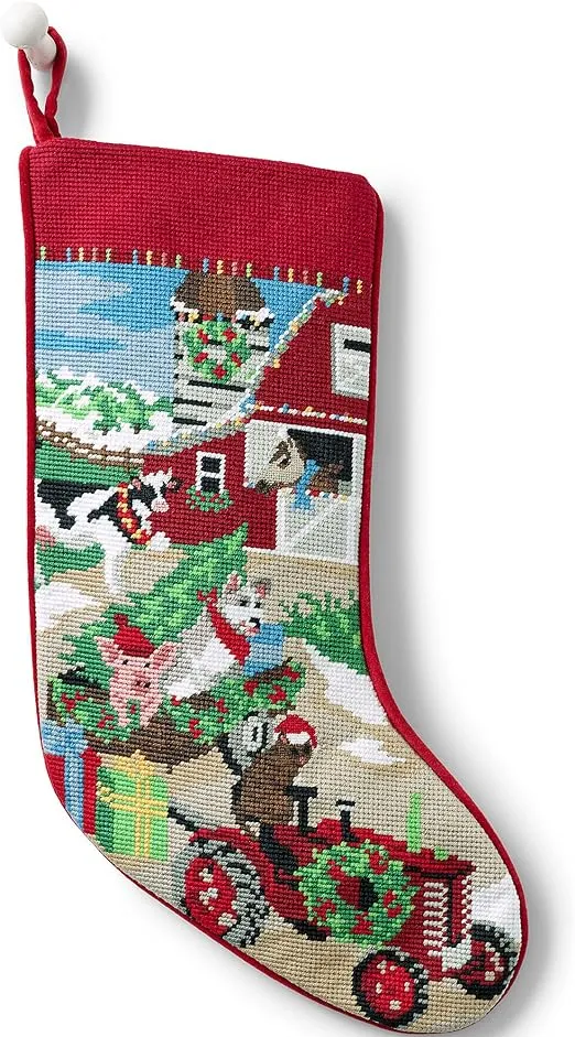 Lands' End Needlepoint Stockings Snowmans Holiday Regular No Sz