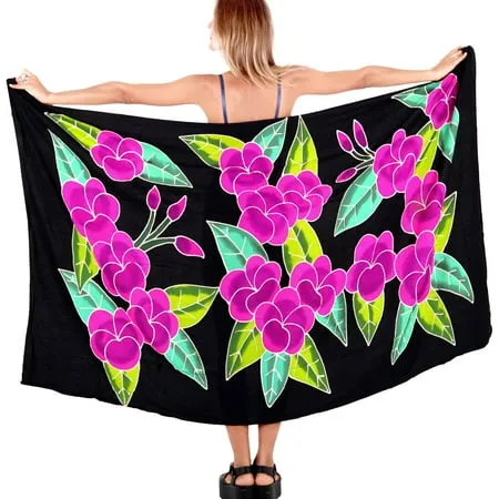 HAPPY BAY Women s Bikini Wrap Beach Swimwear Cover up Summer Wraps Pareo Sarong Swimsuit Coverup for Women One Size Black Floral