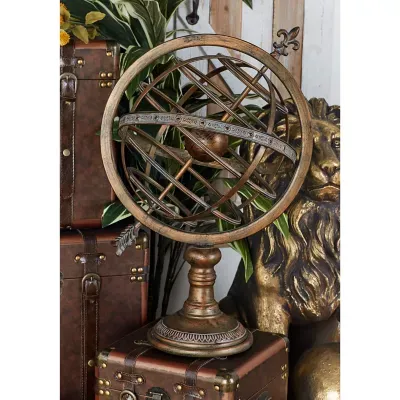 Brass Metal Armillary Compass Globe 17" x 14" x 25"