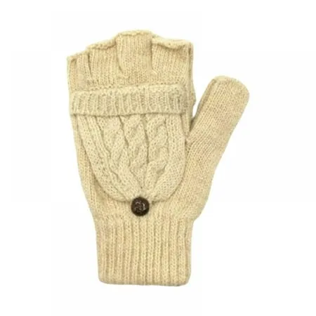 Loritta Winter Gloves Warm Wool Knit Flip Fingerless Gloves Mittens for Women ...