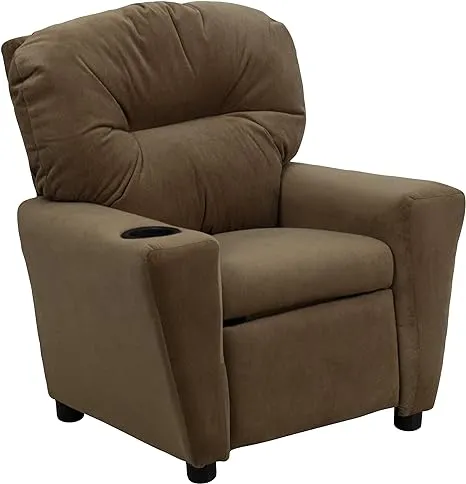 Flash Furniture Chandler Contemporary Brown Microfiber Kids Recliner with Cup Holder