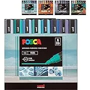 Posca Markers Color Tones Set, Acrylic Paint Pens with Reversible Tips for Coloring and Drawing on Any Surface, Non-Toxic Formula, Posca Markers Cool Tones for Rock Painting, Fabric, Glass, & more