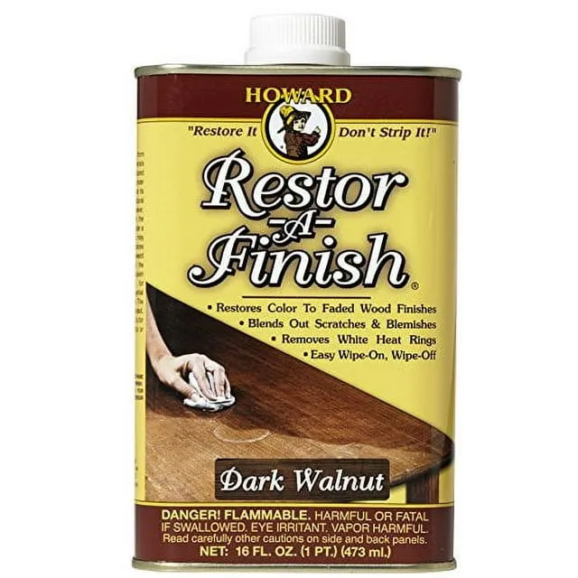 Howard Restor-A-Finish RF6016 Wood Finish, Dark Walnut, 16-oz. - Quantity 1