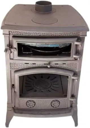 Cast iron wood stove with oven, wood burning stove, wood cook stove.