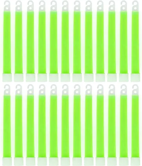 Meditac Green Glow Stick - Bright 6" Snap Sticks with 12 Hour Duration (24 Pack)