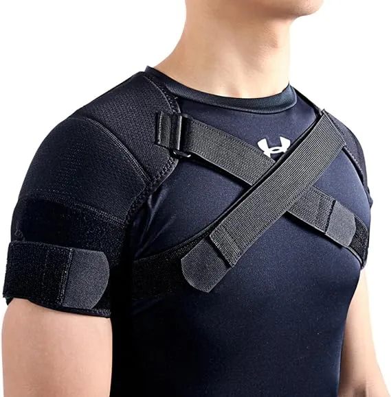 Kuangmi Double Shoulder Support Brace Strap Wrap Neoprene Protector,XL