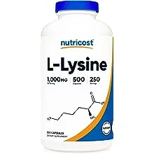 Nutricost L-Lysine 1000mg 250 Capsules - 500mg per Cap Gluten Free Non-GMO