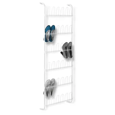 Honey-Can-Do 18 Pair OTD Shoe Rack SHO-01169 White, 30 lbs