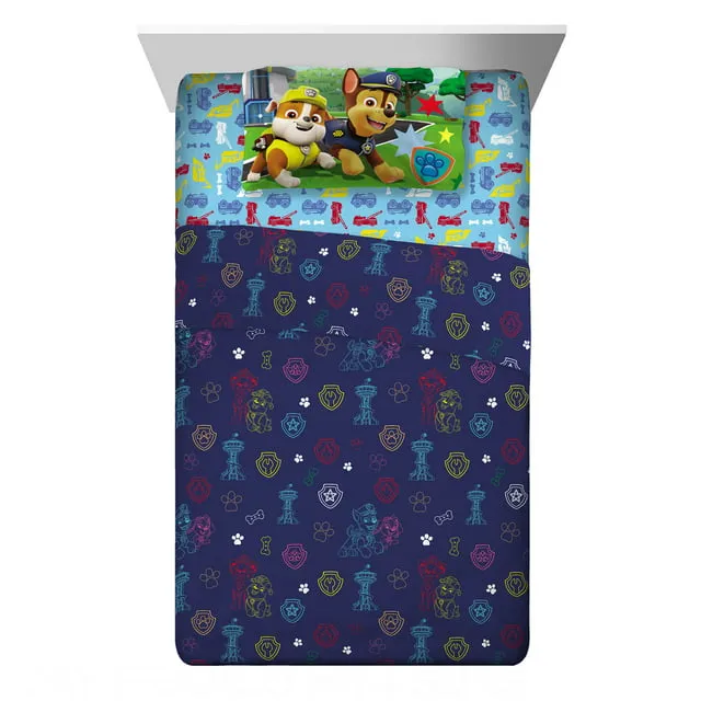 PAW Patrol Kids Twin Sheet Set, Blue, Nickelodeon