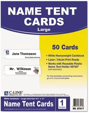 C Line Printer-Ready Name Tent Cards