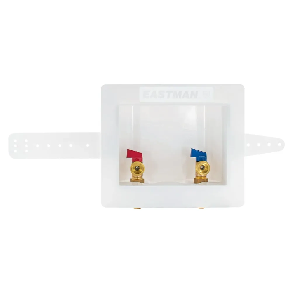 Eastman 1/2 Inch Expansion PEX Connection, White Center Drain Washing Machine Outlet Box, 60260