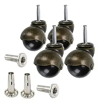 Skelang 2" Ball Caster, Grip Neck Stem Caster with Brake and Sockets, Vintage Antique Swivel Caster Wheel for Furniture, Sofa, Old Chair, Cabinet, Pack of 4 (Stem Mounting 5/16" x 1-1/2")