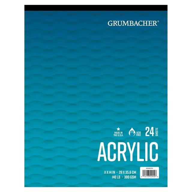 Grumbacher 140lb & 300gsm 24 Sheet Tape Bound Acrylic Pad - 11 x 14 in