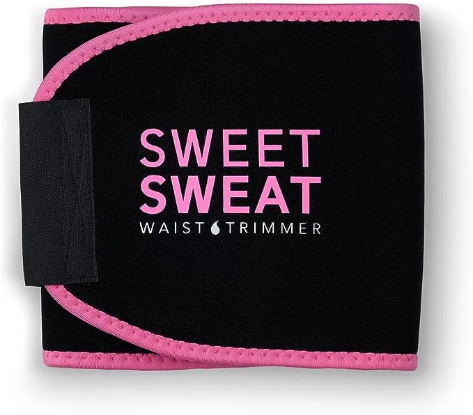 Sweet Sweat Waist Trimmer for Women and Men - Sweat Band Waist Trainer Belt for High Intensity Training and Gym Workouts, 5 Adjustable Sizes Black/PinkSweet Sweat Waist Trimmer for Women and Men - Sweat…