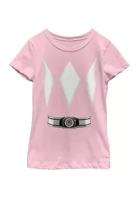 Power Rangers Girls 4-6X Pink Ranger Costume Tee Graphic T-Shirt, Small