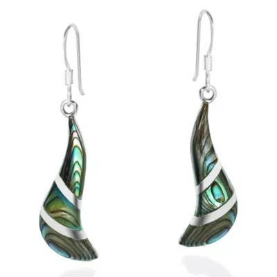 Aeravida Women's Elegant Stone Inlay Spiral Sterling Silver Dangle Earrings For Jewelry Fashionable Gift, Green