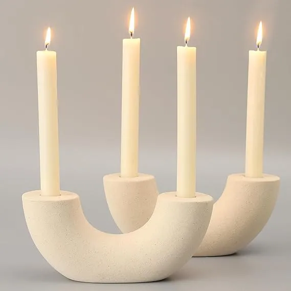 Taper Candle Holders, Ceramic Boho Candle Holders Set of 2, Farmhouse Candle ...