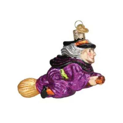 Old World Christmas Witch On Broomstick Blown Glass Holiday Ornament For Tree