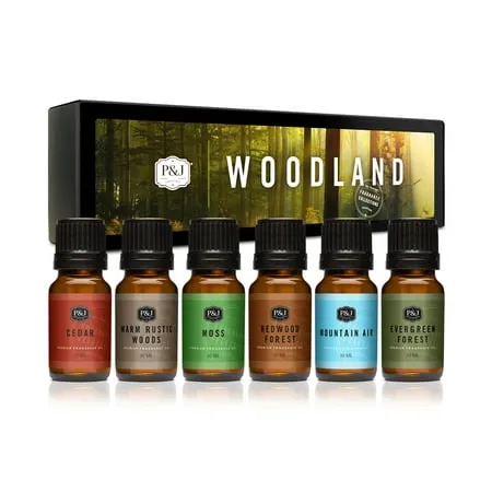 Fragrance Oil, MitFlor Woodland Scented Oil Set, Soap & Candle Making Scents, Essential Oils for Car Diffuser, Woody Aromatherapy Oil Gift Set, Pine