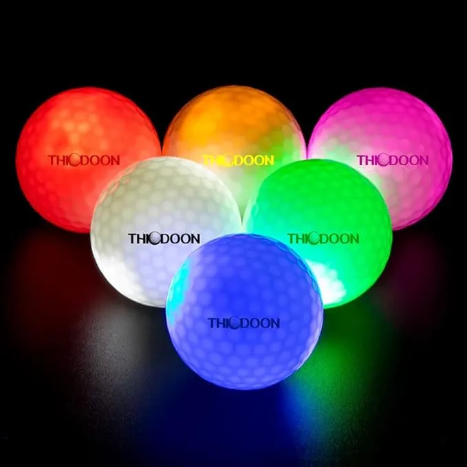 THIODOON New Glow Dark Golf Ball Glow Golf Balls Resettable Time LED Golf Ball Light Up Golf Ball Night Golf Balls Luminous Golf Balls 6 Colors for