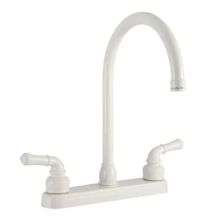 Dura Faucet DF-PK330HC-WT RV J-Spout Kitchen Sink Faucet (White)