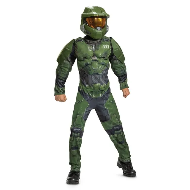 Boys Size Large (10-12) Master Chief Infinite Light-Up Deluxe Halloween Child Costume Halo  Disguise