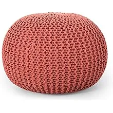 Nahunta Modern Knitted Cotton Round Pouf - Christopher Knight Home