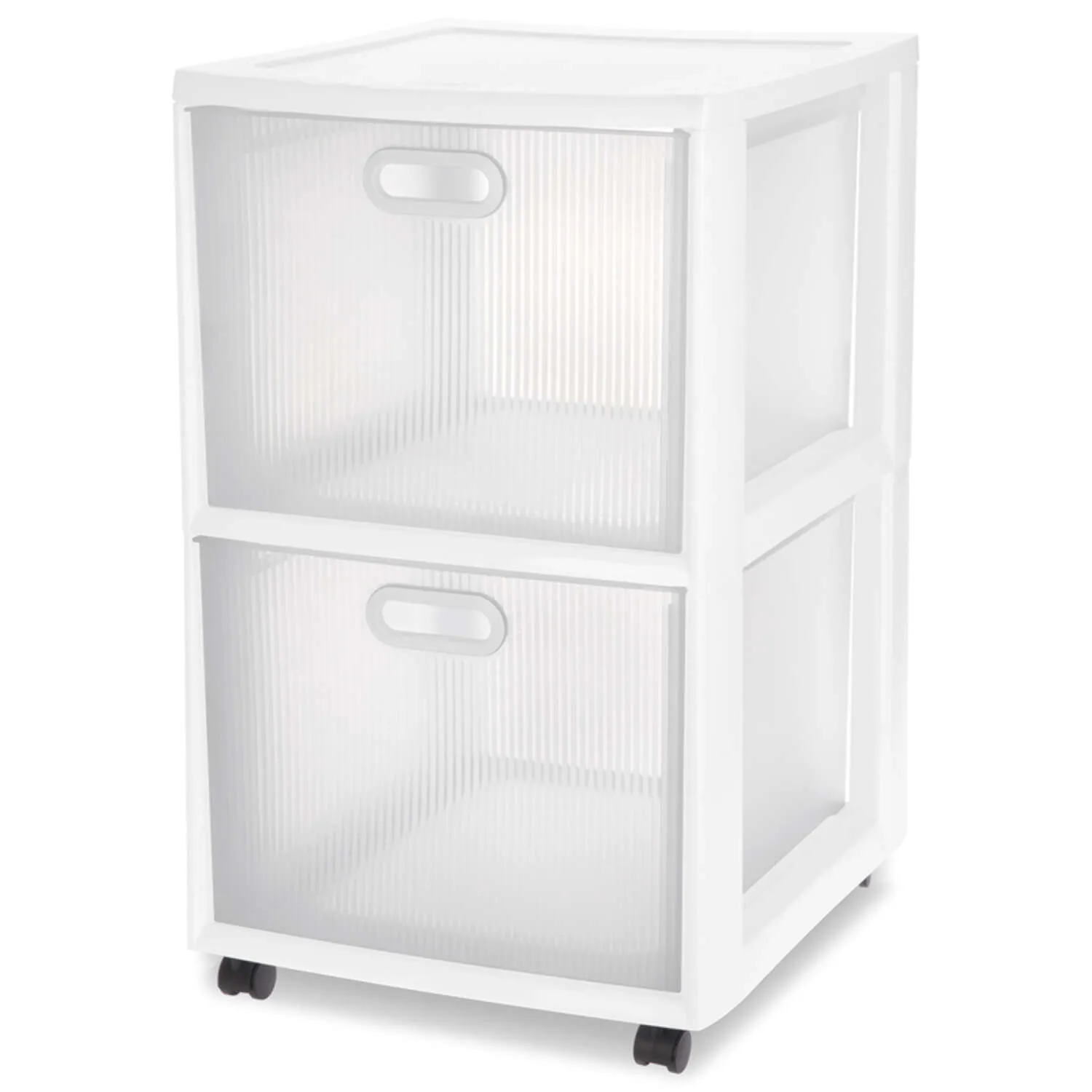 Ultra 26.25 in. H x 16 in. W x 18 in. D 2 Drawer Portable Rolling Storage Cart White (4-Pack)