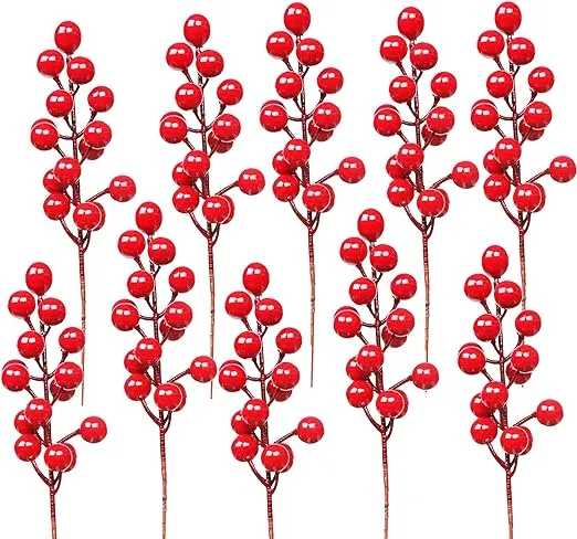 DR.DUDU 24 Pack Christmas Red Berries Stems for Christmas Tree Decoration, Artificial Christmas Red Berry for DIY Crafts Wreath Garland Christmas Ornaments DecorDR.DUDU 24 Pack Christmas Red Berries Stems for Christ…