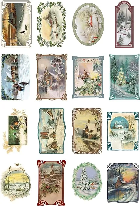 Decoupage Paper Pack (10sheets A4 / 8"x12") Christmas Winter Landscapes FLONZ Vintage Ephemera