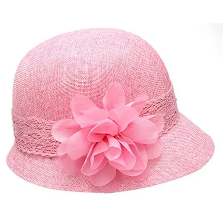 Women's Epoch Gatsby Linen Cloche Hat with Lace Band and Flower