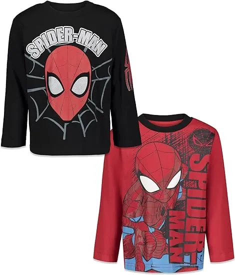 Marvel Spider-Man Little Boys 2 Pack Graphic T-Shirts Black/Red 7-8