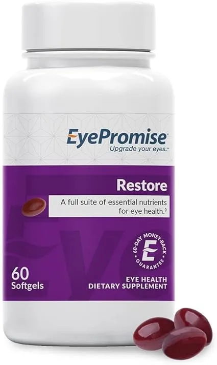 EyePromise Restore Supplement - 180 Softgel Capsules Containing Lutein, Vitamin C, Vitamin D, Vitamin E, Omega-3 Fish Oil, and Zeaxanthin - A Patented and Complete Eye Health Formula