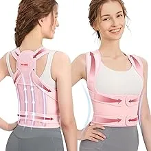 Fit Geno Back Brace Posture Corrector for Women, Shoulder Straightener, Adjustable Full Back Support, Upper and Lower Back Pain Relief - Scoliosis, Hunchback, Hump, Thoracic, Spine Corrector (Medium)