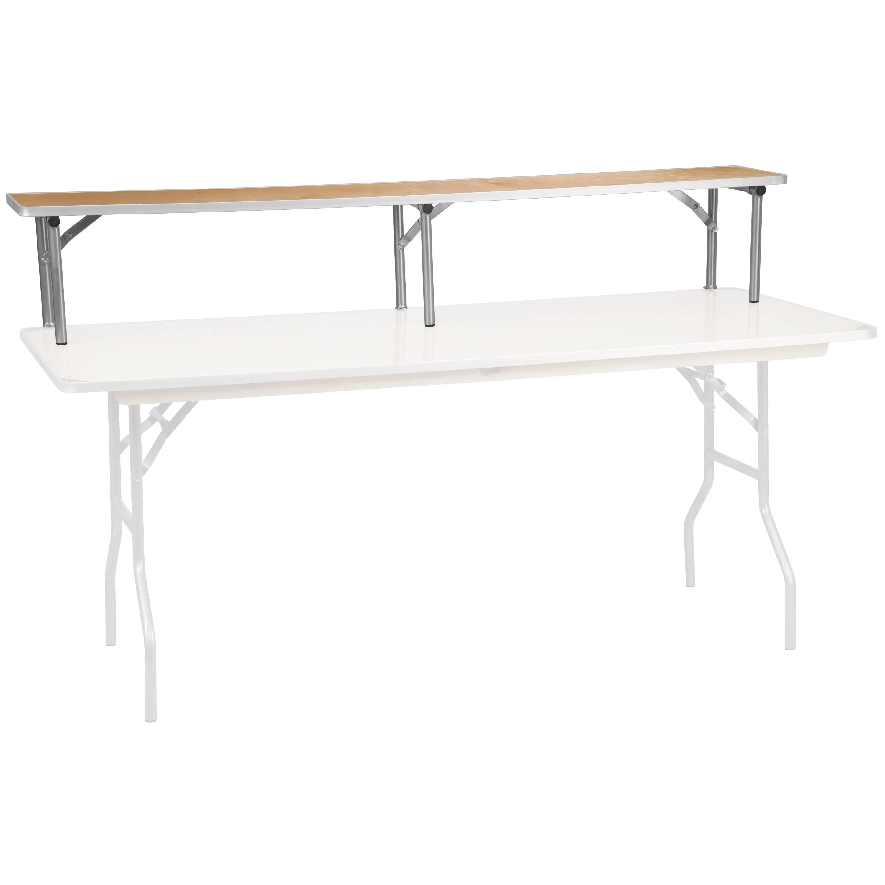 Flash Furniture 72 Inches x 12 Inches x 12 Inches Birchwood Bar Top Riser with Silver Legs