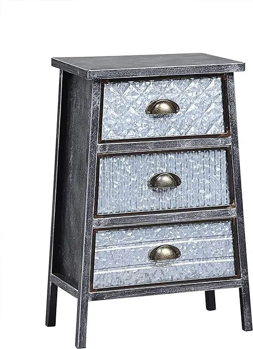 4D Concepts Armata Collection 3 Drawer Chest, Metal