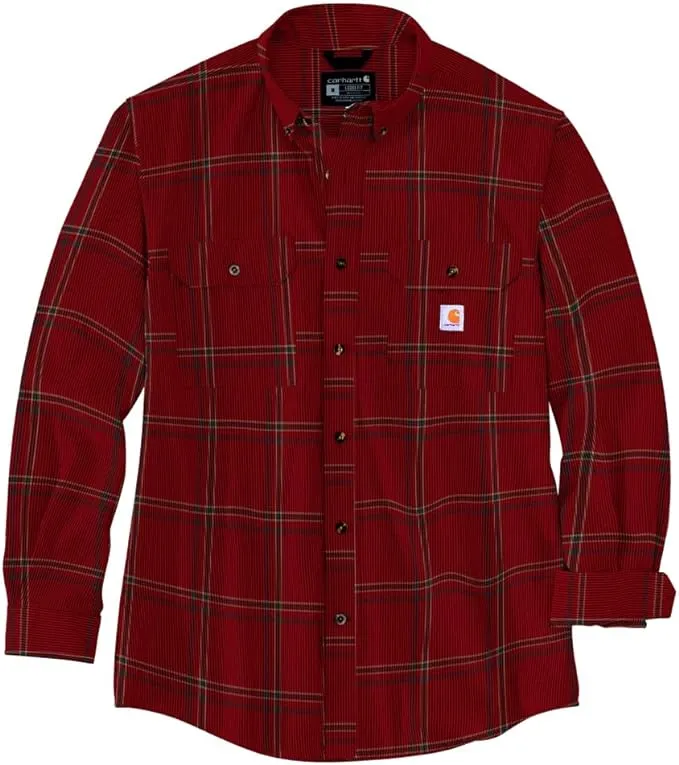 Carhartt Men's 105433 Loose Fit Midweight Chambray Long-Sleeve Plaid Shirt