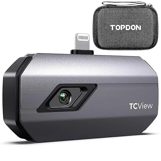 TOPDON TC002 Thermal Imaging Camera for iOS, Infrared Thermal Imager for iPhone & iPad, 256x192 IR Resolution, 40mk Heat Sensitivity, Improved Testing Range of -20℃ to 550℃, Accurate Down To 0.1℃