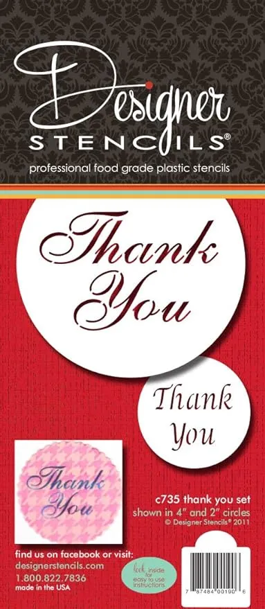 Designer Stencils Thank You Cookie and Cupcake Stencil Set