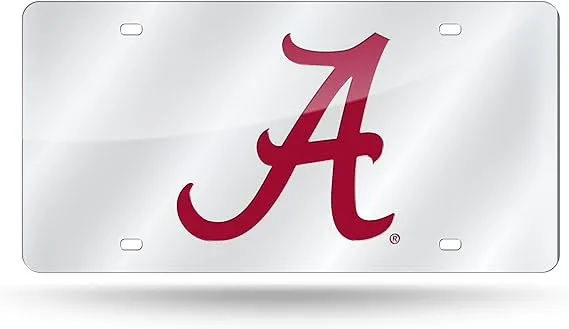 Rico Alabama Script Silver Background Laser Tag License Plate, Team