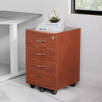 Techni Mobili Rolling Storage And File Cabinet, Mahogany