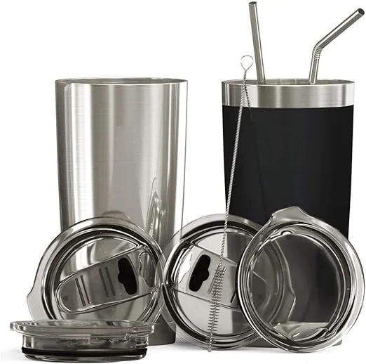 Double Wall Vacuum Stainless Steel Insulated Tumblers Set 2pack Includes 2 Sippi