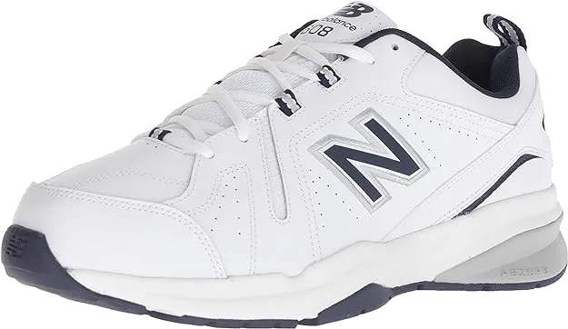 New Balance Men's 608 V5 Casual Comfort Cross Trainer, White/Navy, 8New Balance Men's 608 V5 Casual Comfort Cross Traine…