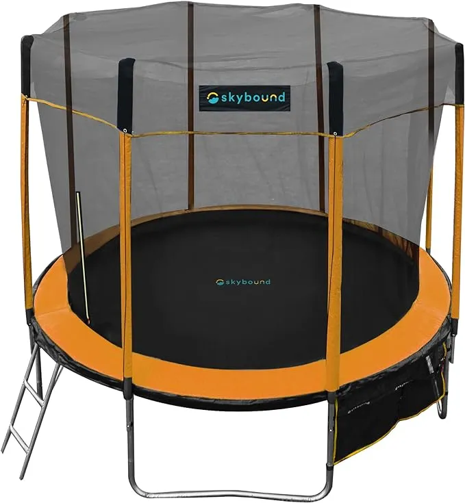 SkyBound Trampoline with Safety Enclosure Net - 10ft 12ft 14ft 15ft 16ft Large Outdoor Backyard ASTM Approved Trampolines for Kids & Adults - Heavy Duty Trampoline - Outdoor High Jump Play Trampoline