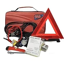 AAA Executive Road Kit, 67 Piece Emergency Car Jumper Cables, Headlamp, Warni...