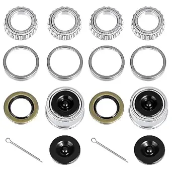 HD Switch (2) Trailer Wheel Hub Bearing Kits: 1" Inch L44643 / L44610 Straight Axle Spindle w/1.25" 12192TB Seal - Bearing Protectors Included! Sport Utility Cargo, ATV Camping Pop-Up Boat Jet Ski